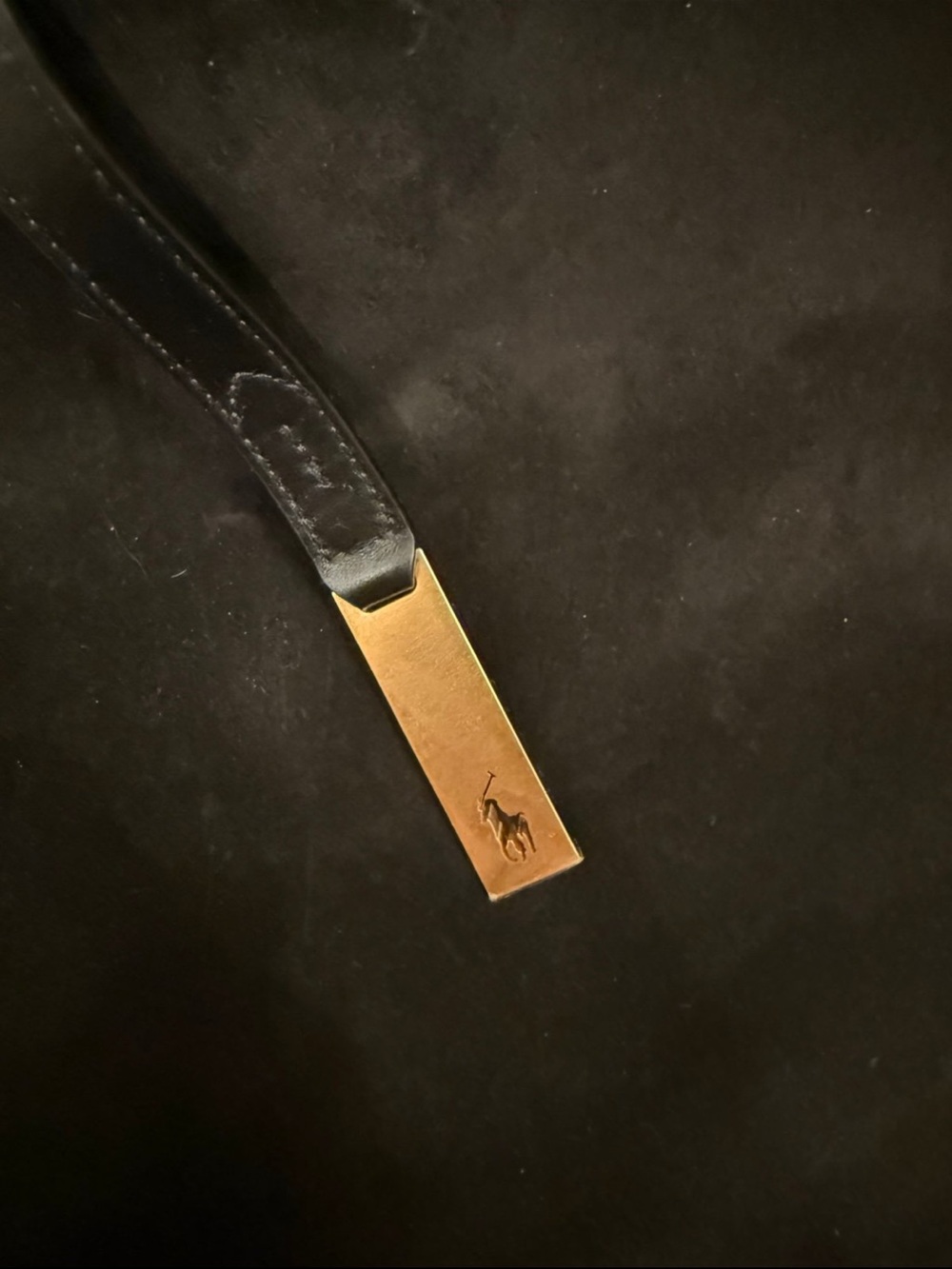 Polo by Ralph Lauren Black Suede Large Shoulder Bag with Gold Hardware - Picture 6 of 7